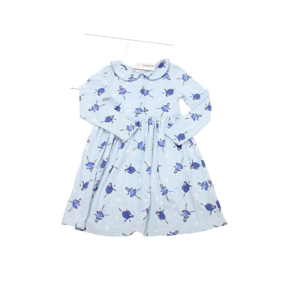 Rachel Riley Girls Graphic Print Peter Pan Collar Dress Blue Size 10Y